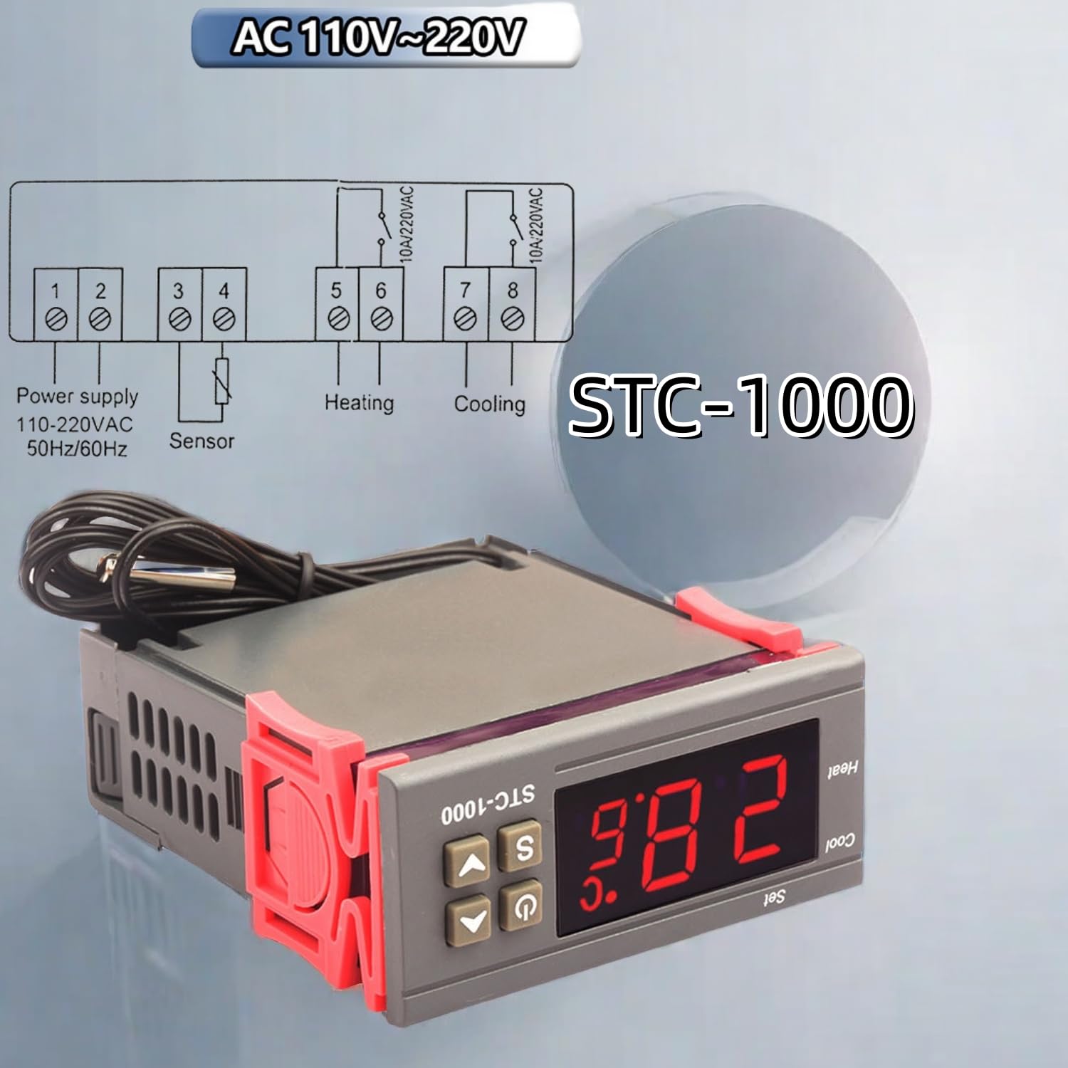 STC-1000 LED Régulateur De Température Numérique Thermostat Incubateur Aquarium Thermorégulateur 10A Chauffage Reoidissement Relais AC220V DC12V