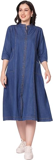 GIA Denim Dress for Women, All time All Season Fashion (in, Alpha, 4XL, Regular) Light Blue