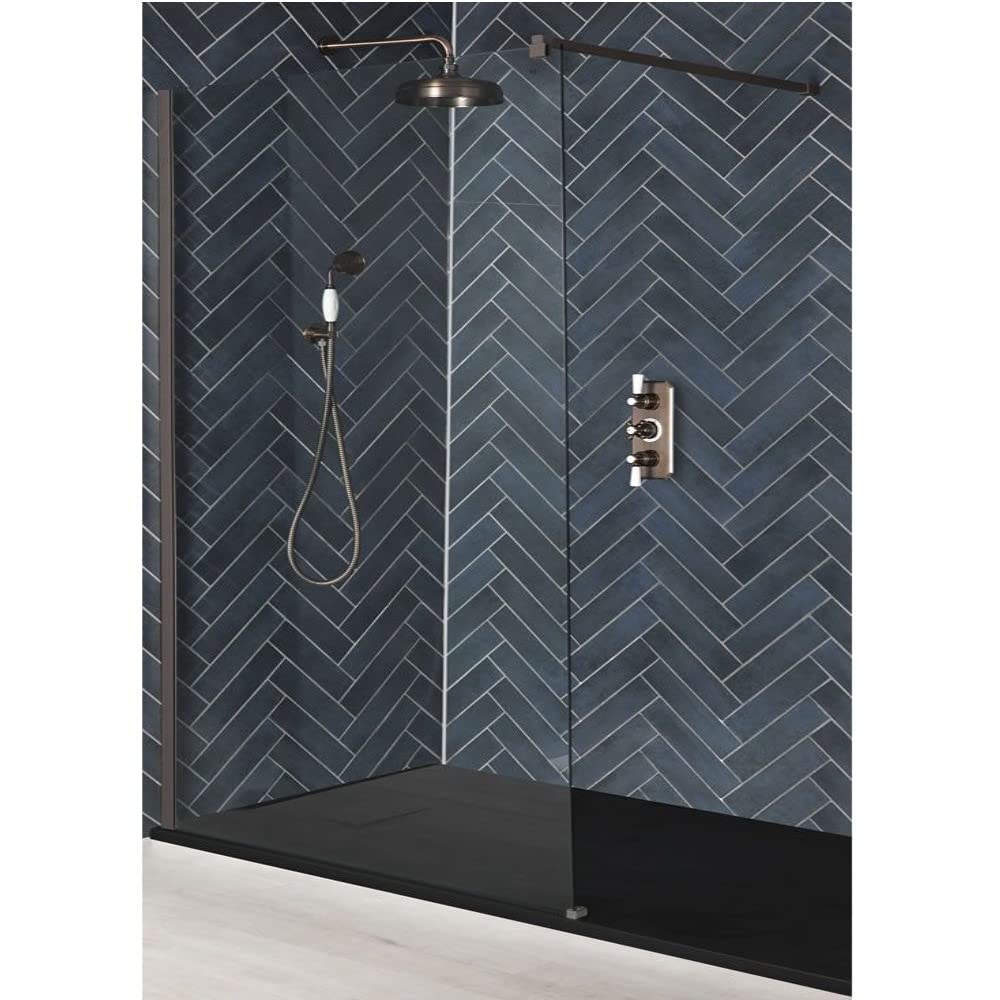 Milano Rosso Matte Bronze Wet Room Shower Enclosure Graphite Tray - 1500mm x 800mm