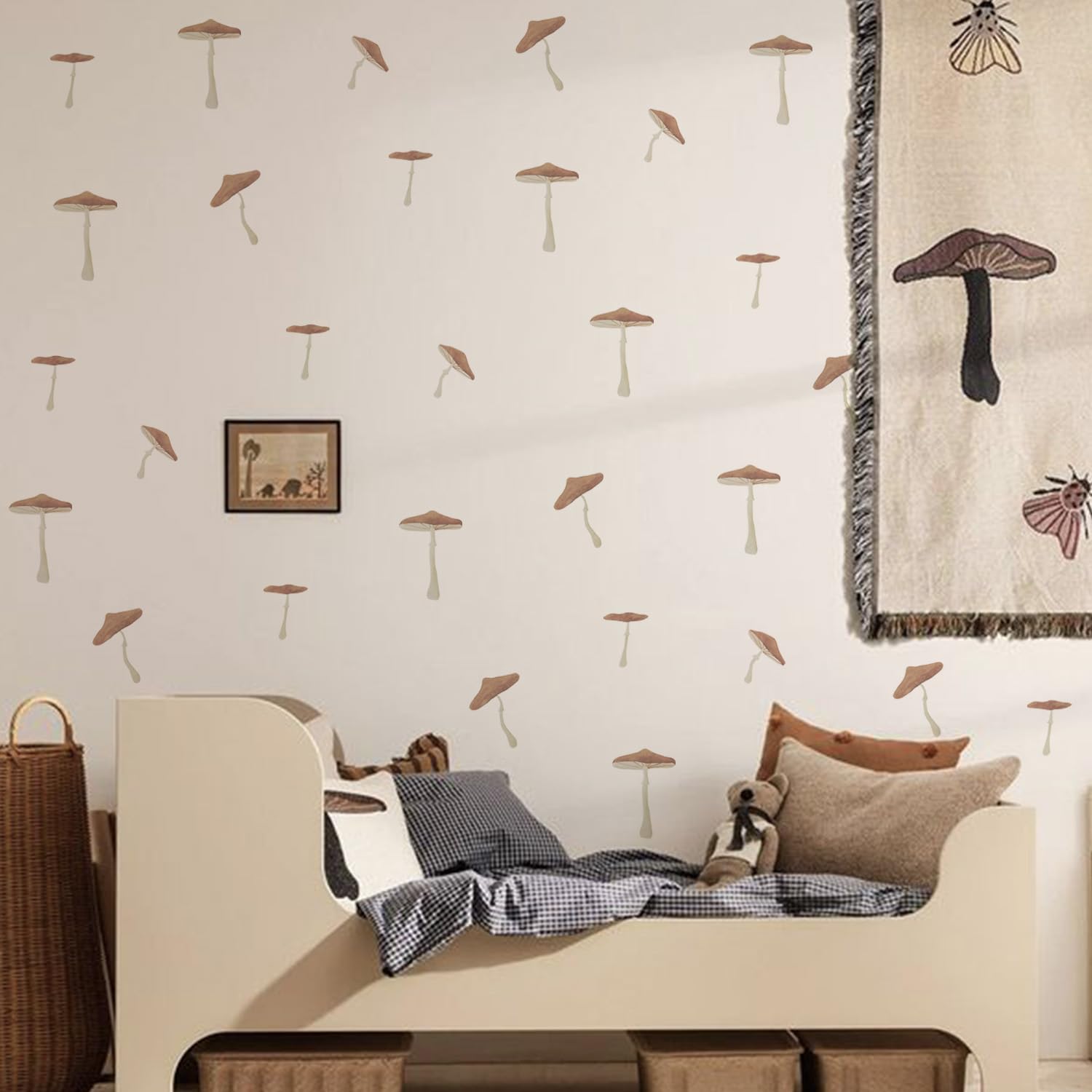 Alwayspon Different Watercolor Forest Mushrooms Art Wall Decals, Peel and Stick Wall Stickers for Living Nursery Room Bedroom Wall Decor