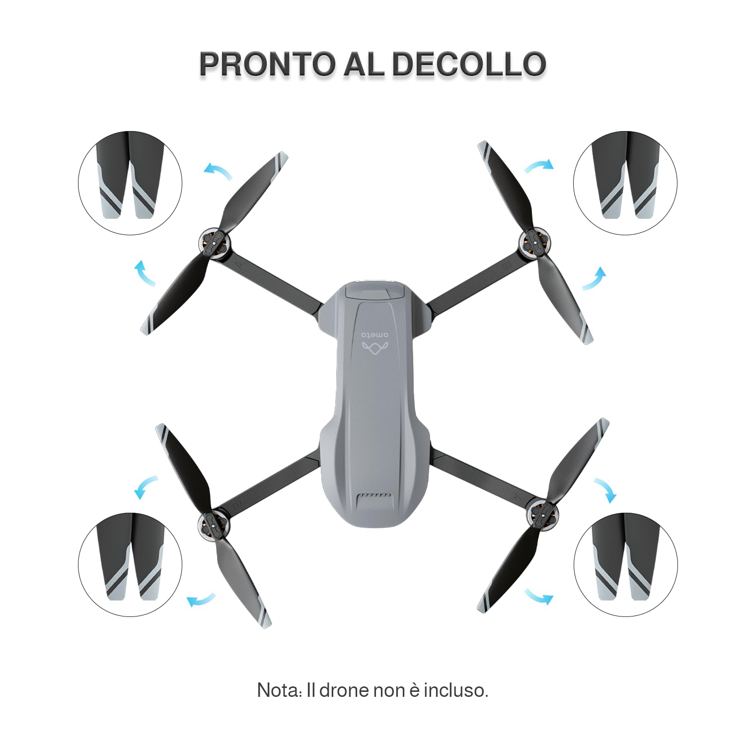 Ameta Eliche per drone S50 lite 4K, set di 4 con 10 viti e 1 cacciavite, grigio