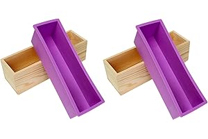 Ogrmar Flexible Rectangular Soap Silicone Mold with Wood Box