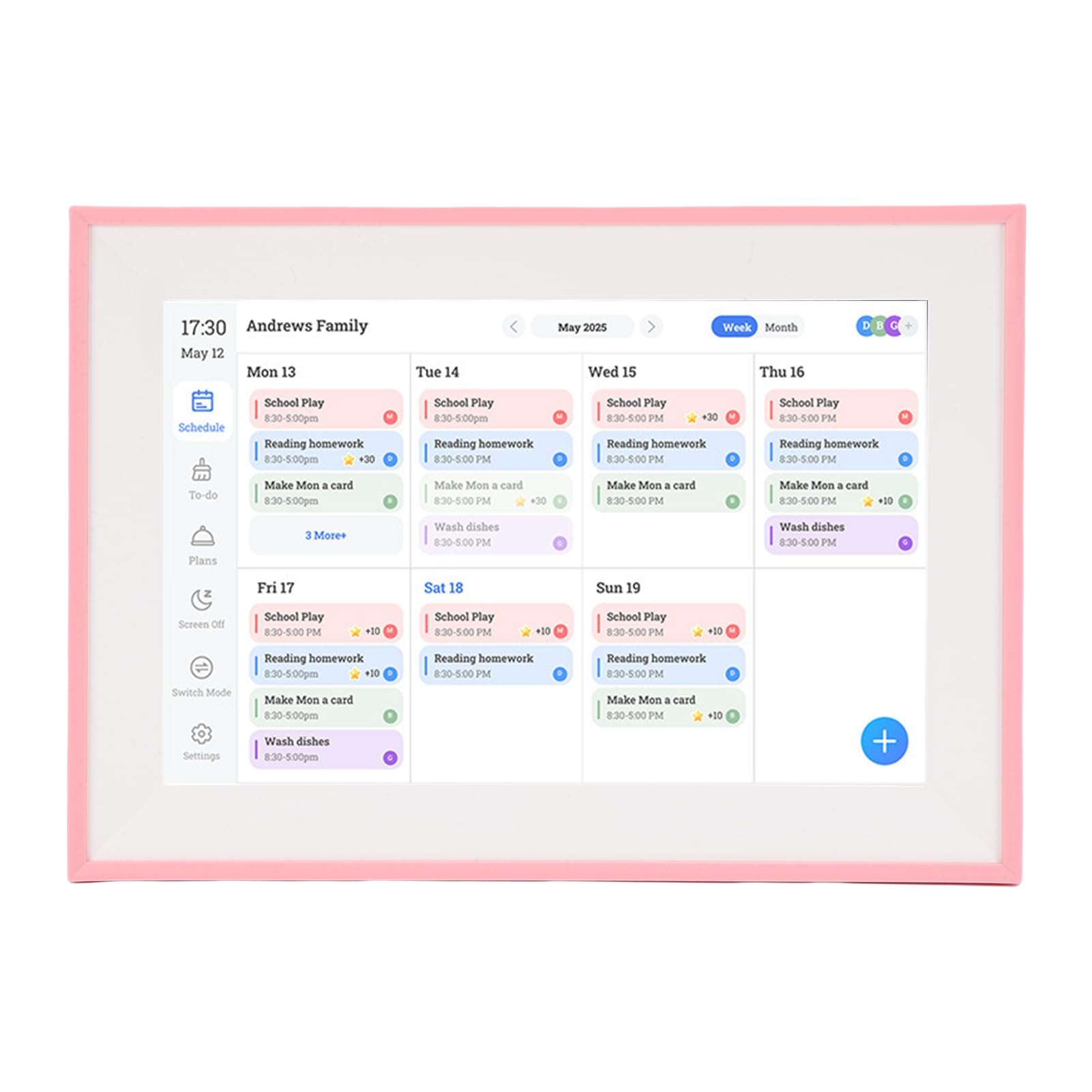 10,1 Zoll Smart Digital Calendar, HD-Touchscreen-Interaktivdisplay Familienplaner mit Aufgabenliste und Speiseplaner, zur Wand- und Tischmontage, Geschenke für die Familie