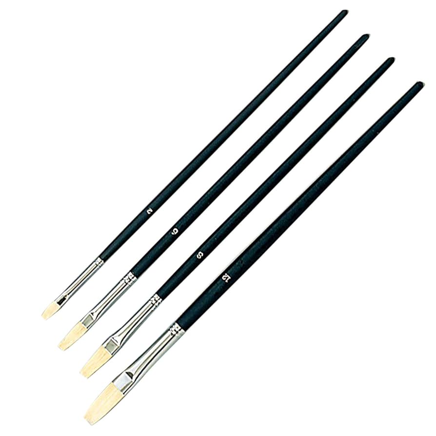 Amazon.co.jp: 油絵 筆セット 短柄 フラット 4本組 豚毛 : ホビー