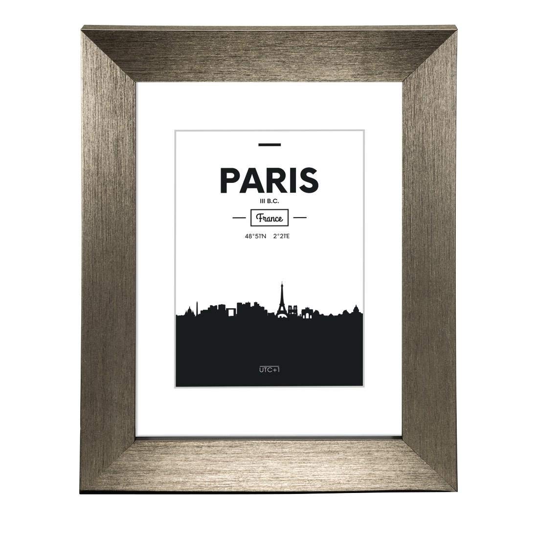 Hama Cadre photo en plastique "​Paris" (cadre de 13 cm x 18 cm, bordures de 20 mm x 15 mm, pour les photo de taille 9 cm x 13 cm, verre reflex, polystyrene (PS), avec crochet et pied) Acier