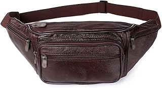 QZH Marsupio Marsupio Cintura, Marsupio in Vera Pelle Marsupio da Uomo Marsupio Marsupio Divertente Marsupio da Uomo Marsupio a Catena per Custodia per Telefono (Marrone)