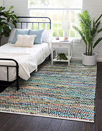 Unique Loom Chindi Chevron Collection Area Rug - Claire (7' 1