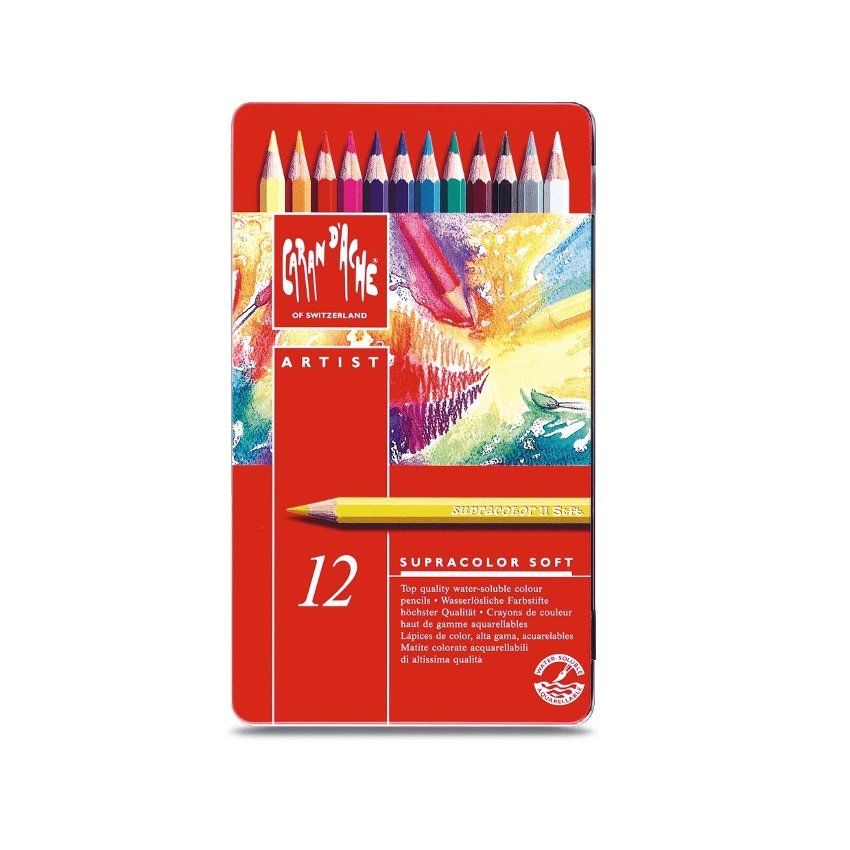 Caran D'ache Supracolor Water Soluble Pencils Assorted Tin of 12