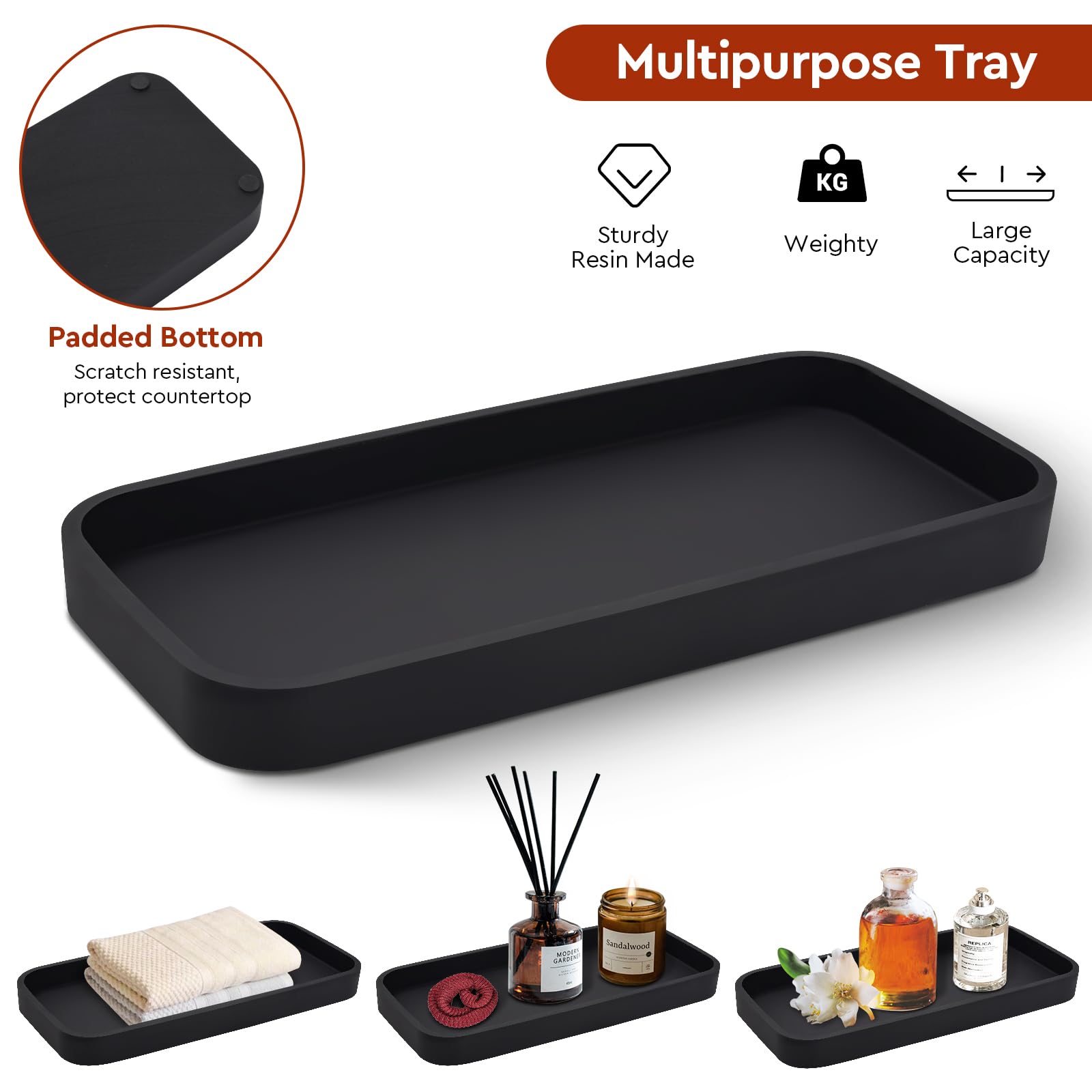 Set di accessori per il bagno, 4 pezzi in vetro ambrato set di accessori da bagno - dispenser sapone lozione, portaspazzolino, dispenser Qtip Holder e vassoio in resina, organizer da banco, ambra