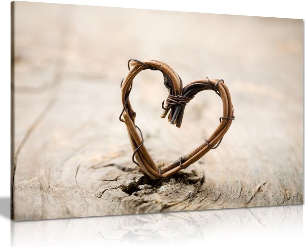 Rustic Art Willow Heart Canvas Wall Art Picture Print (30x20in)