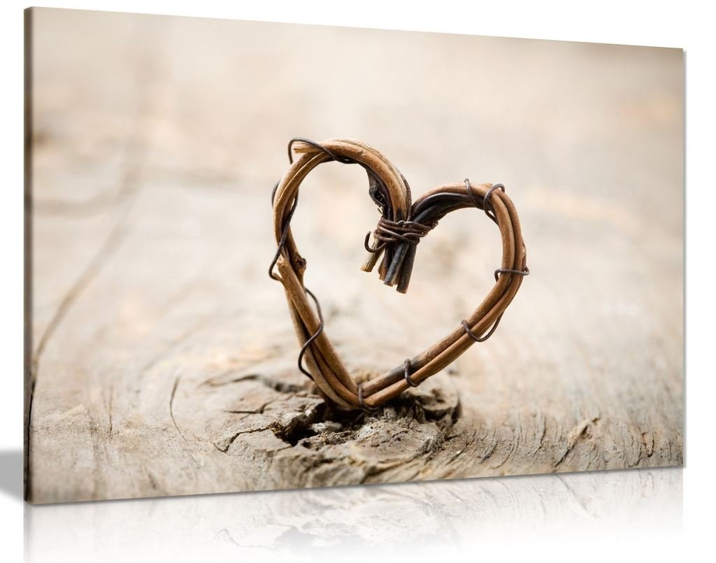 Panther Print Rustic Art Willow Heart Canvas Wall Art Picture Print (30X20)