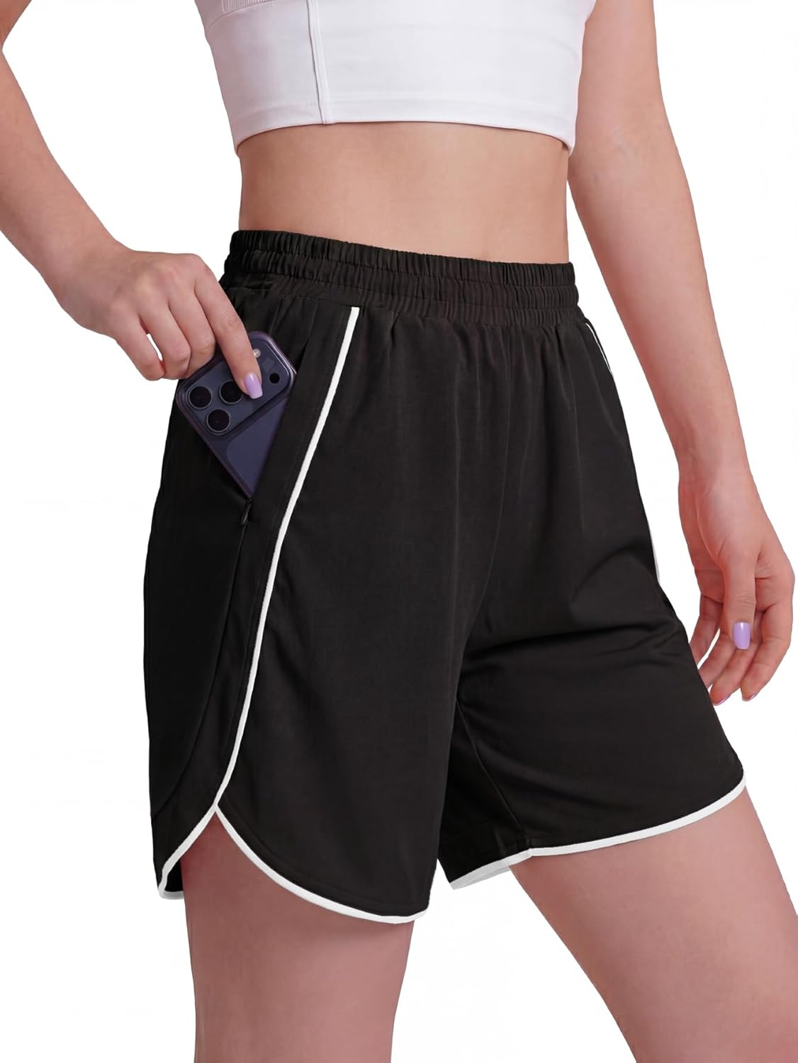 PureChapter Girls Shorts Athletic Shorts with Zipper Pockets Running Shorts for Tween Girls Dolphin Shorts