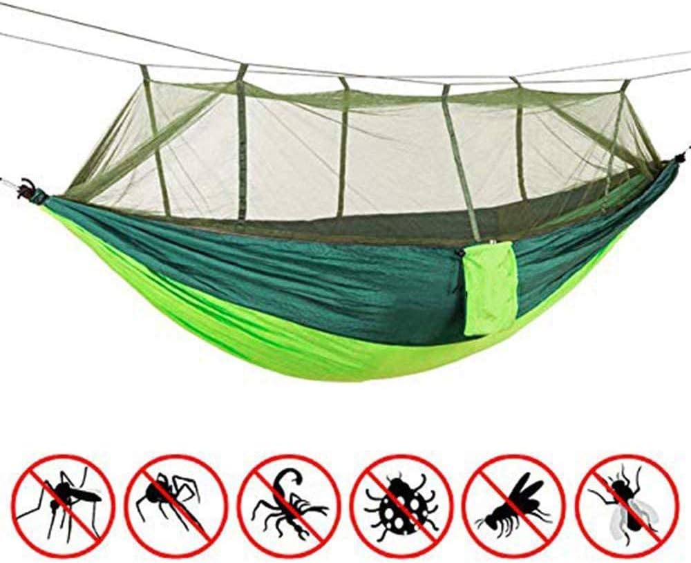 Tavolozza Camping Hammock with Mosquito/Bug Net, 10ft Hammock Tree Straps and Carabiners, Easy Assembly, Portable Parachute Nylon Hammock for Camping, Backpacking, Survival, Travel, Indoor & More