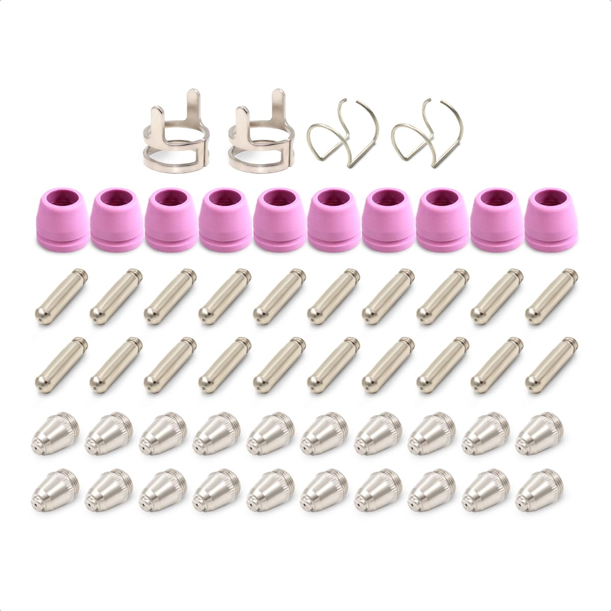 54PCS AG60 Plasma Cutting Consumables Set Electrodes Tip Standoff Guide Spring Guide Slotted Shield Cap fit AG60 SG55 Plasma Cutting Torch