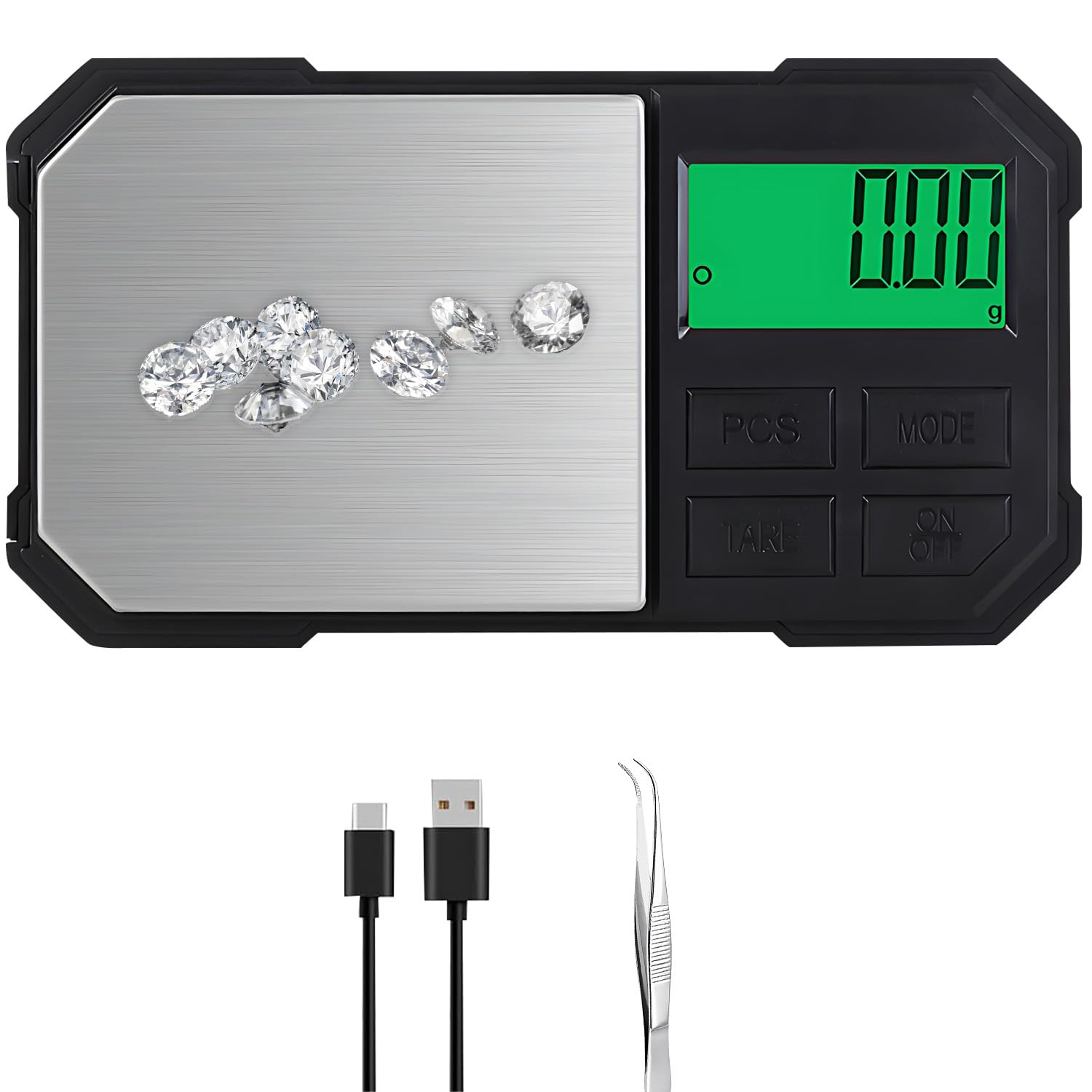 Gluckluz Digital Precision Scale High Accuracy 0.01g/200g Electronic Pocket Jewelry Gram Gold Balance Scale with Tweezer & Tare Function & 6 Units & LCD Screen (USB/Battery Operated)
