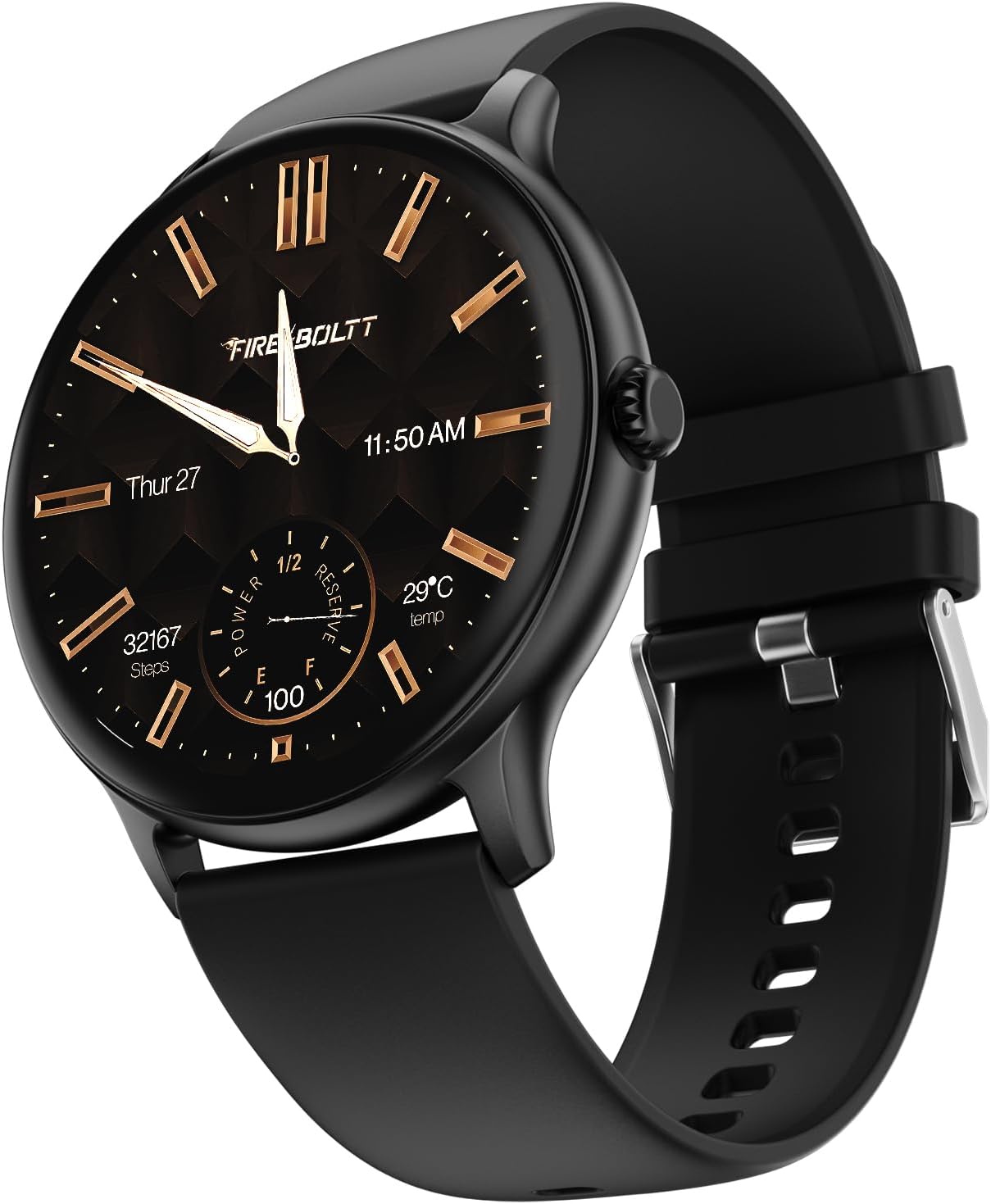 Phoenix Pro 35.3mm (1.39 inch) Bluetooth Calling Smart Watch, AI Voice Assistant, Metal Body with 120+ Sports Modes, SpO2, Heart Rate Monitoring (Black).