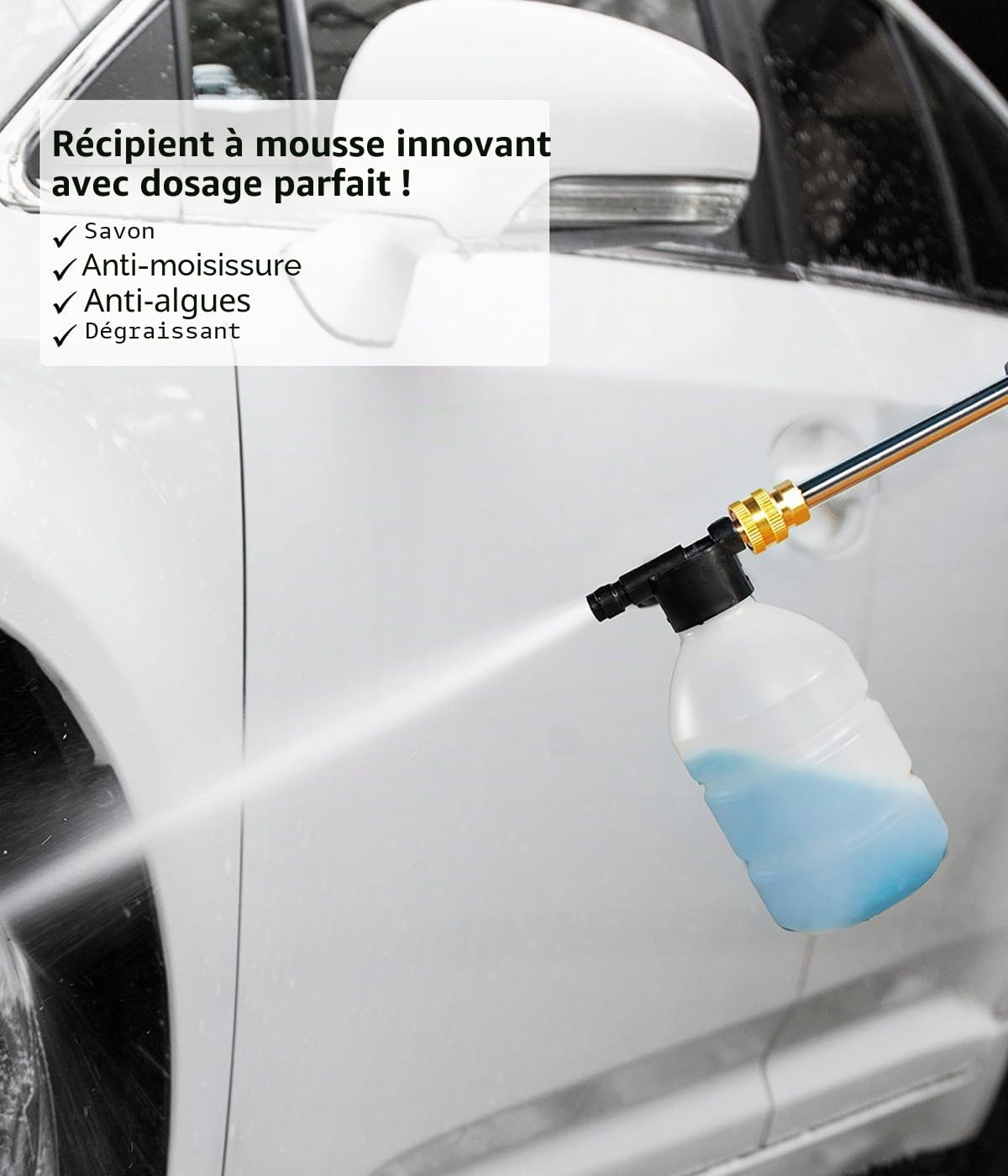 Genius Pressure Cleaner Nettoyeur à Pression sans Fil 12 pièces Pistolet de Lavage Professionnel avec Batterie et Tuyau d'arrosage de 5 m, Nettoyeur à Pression Mobile pour terrasse, Jardin