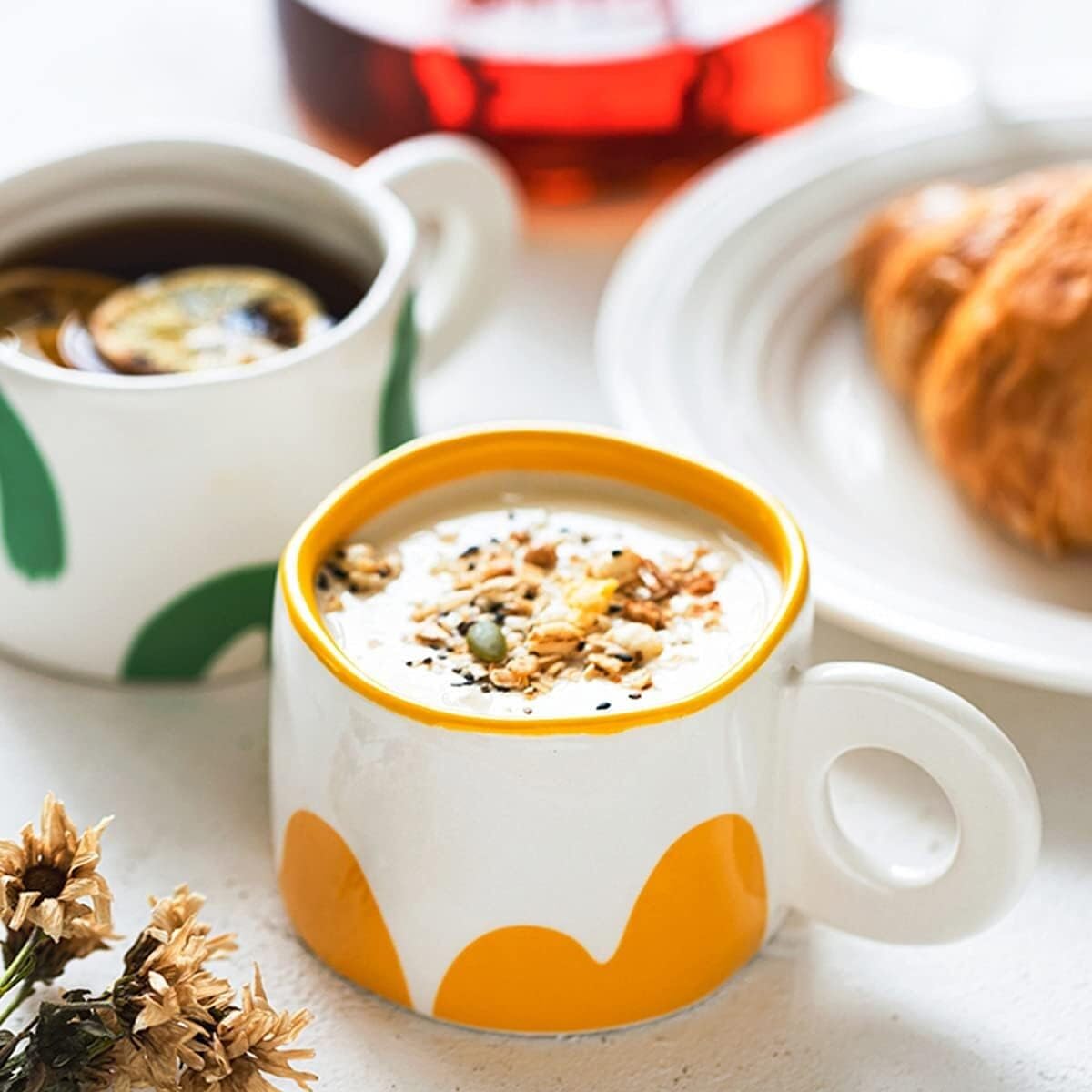 Tasses, cadeaux d'anniversaire, cadeaux de Noël, tasse à café en céramique, tasse à café décorative avec poignée, cadeau anti-rayures for anniversaire de Noël, 10,6 oz, 1 pièce, A (couleur : C)(B)