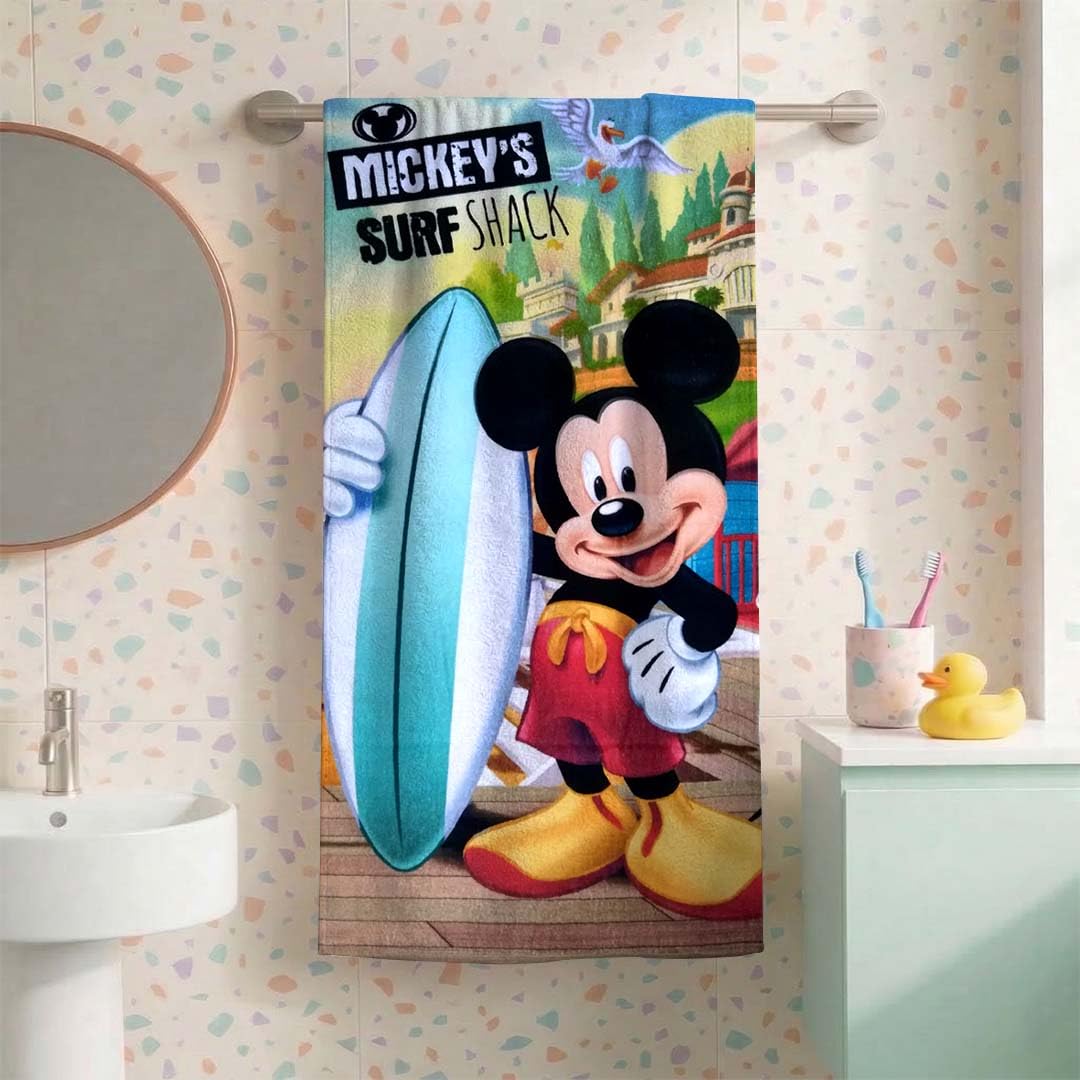 Athom Living Disney Surfing 100% Cotton Kids Bath Towel 60 x 120 cm (Multicolor, Set of 1)