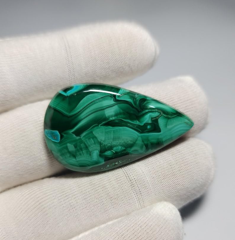 Pierre gemme malachite 40x23x6mm sans perçage pour sertissage
