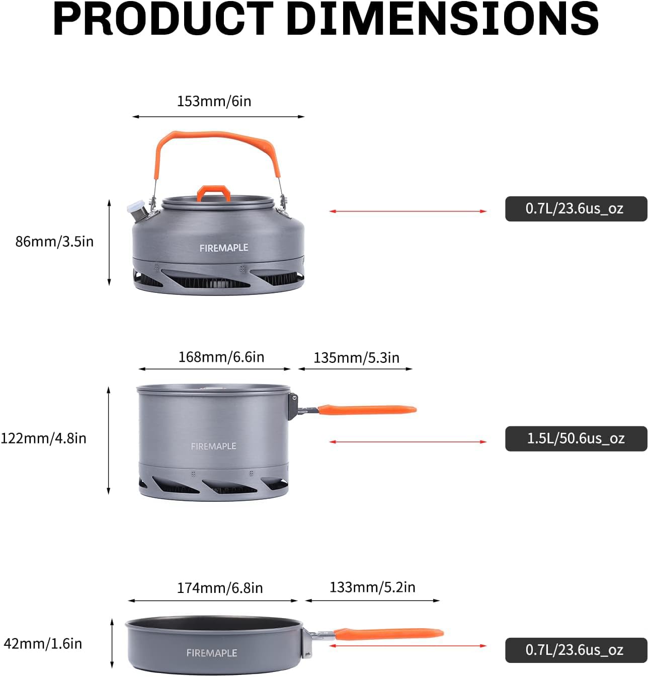 Fire-Maple Kit de Casserole Camping Batterie de Cuisine Compact Design Imbriqué Échangeur de Chaleur Marmite Aluminium,Bouilloire et Poêle Antiadhésive Idéale pour Pêche,Pique-Nique et Camping