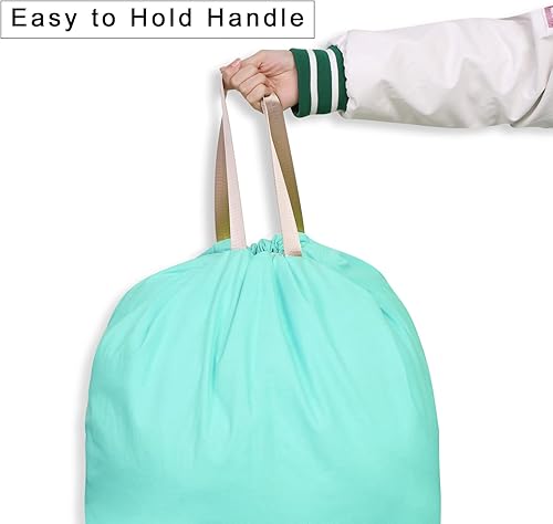 Miniatura 2 de SANFERGE Bolsa de lona de algodón con asas y correas de cordón, bolsas de lavandería extra grandes resistentes para lavandería y hogar, bolsa de