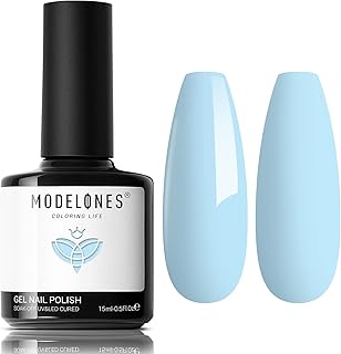 Modelones Gel Nail Polish, 15ML Spring Pastel Baby Blue Gel Polish 1 Pcs Soak Off LED Summer Light Blue Nail Polish Gel Na...