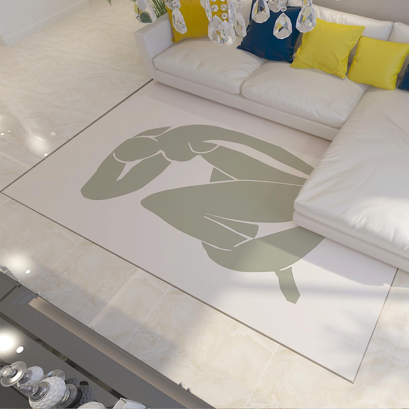Tapis doux à poils courts au design abstrait élégant 60x90cm