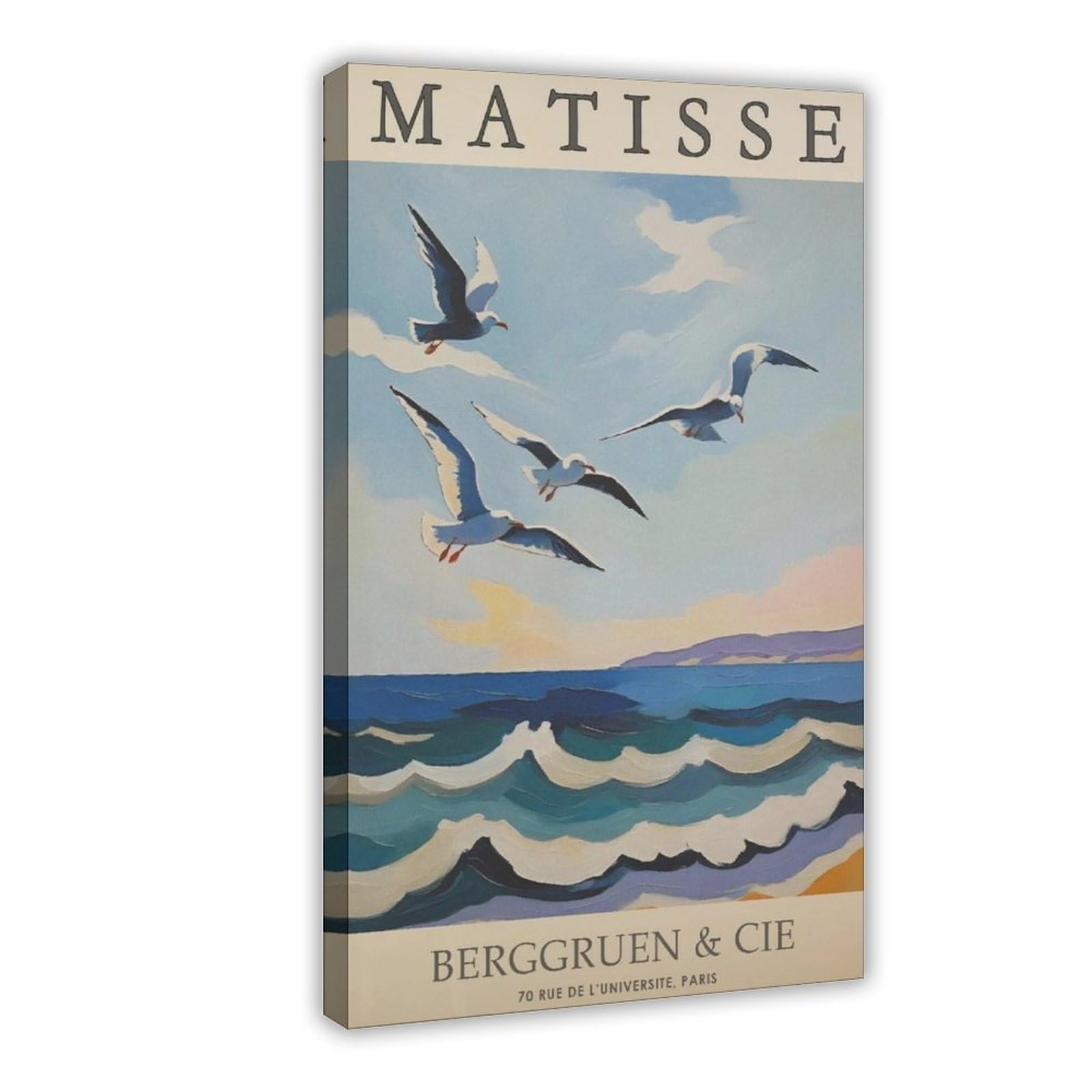 Qitubvaf Matisse Seaside Seagulls Canvas Poster Bedroom Decor Landscape Office Room Decor Gift 12X18inch(30X45cm)