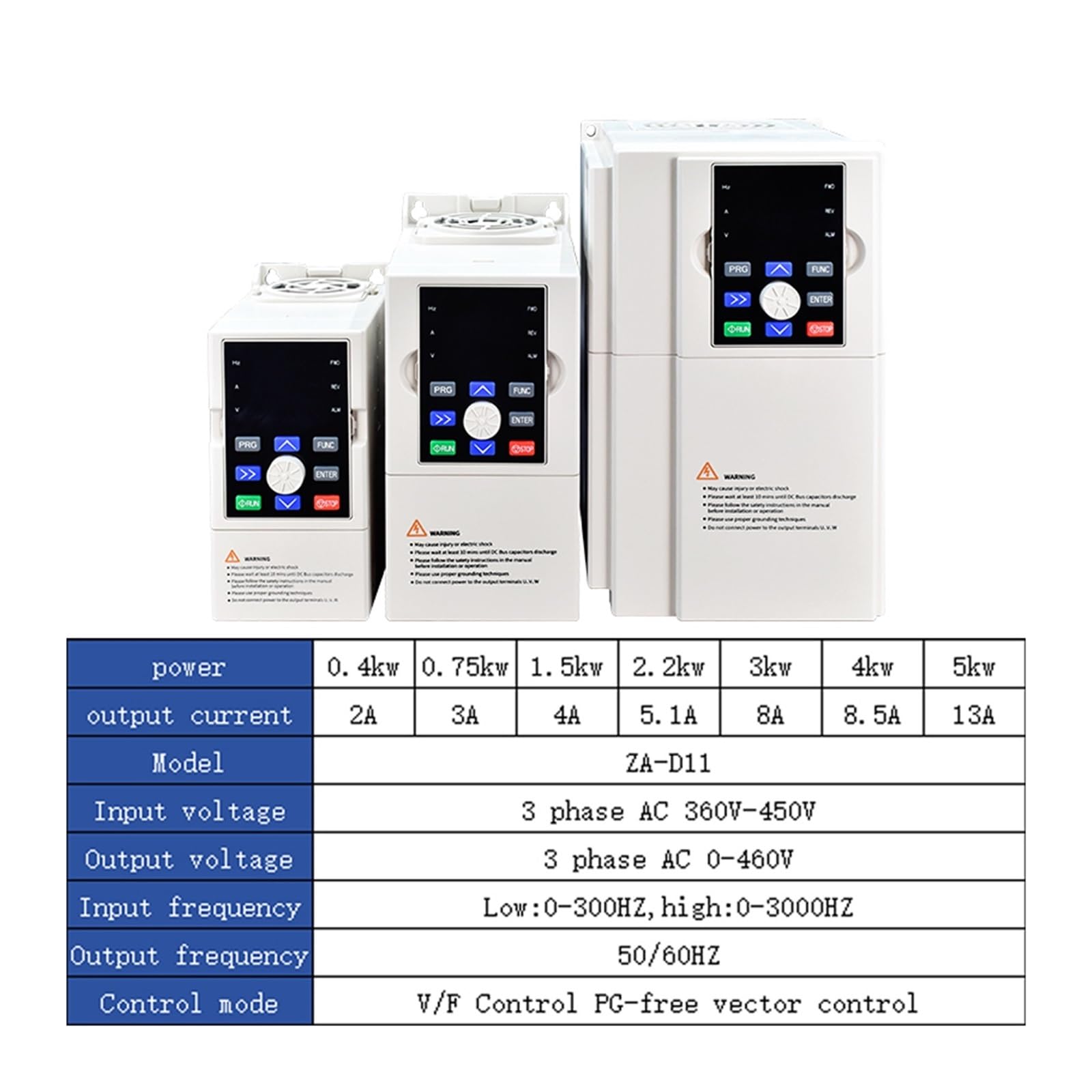 Inverter a frequenza variabile Solare VFD trifase 380 V con Uscita 0,75/1,5/2,2/3/4/5,5/7,5 KW per Il Controllo della velocità del Motore (2,2 KW)