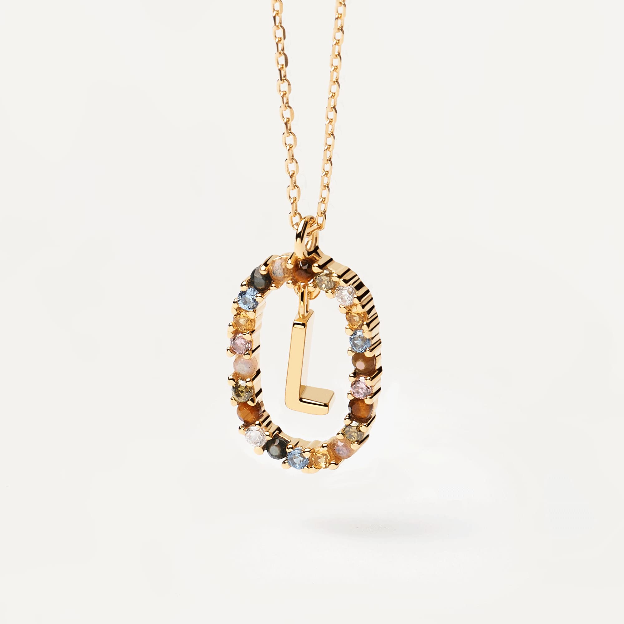 PDPAOLA - Collana con lettera L, in argento Sterling 925, placcato oro 18 carati, gioiello da donna