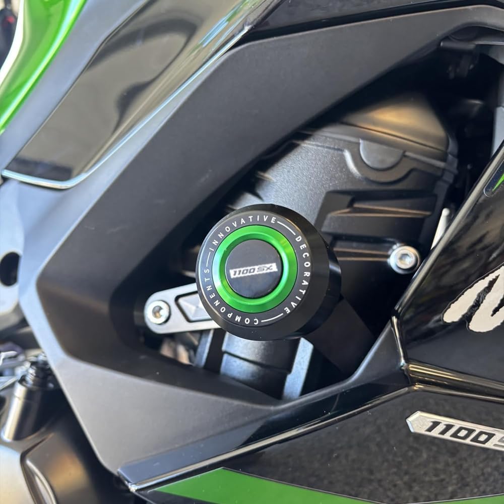 Motorcycle Frame Sliders Crash Bar Protector Compatible with Ninja 1100SX ABS/SE 2025 2026 | No Cut Kits Falling Protection Ninja1100SX Ninja1100 SX Accessories (Green)