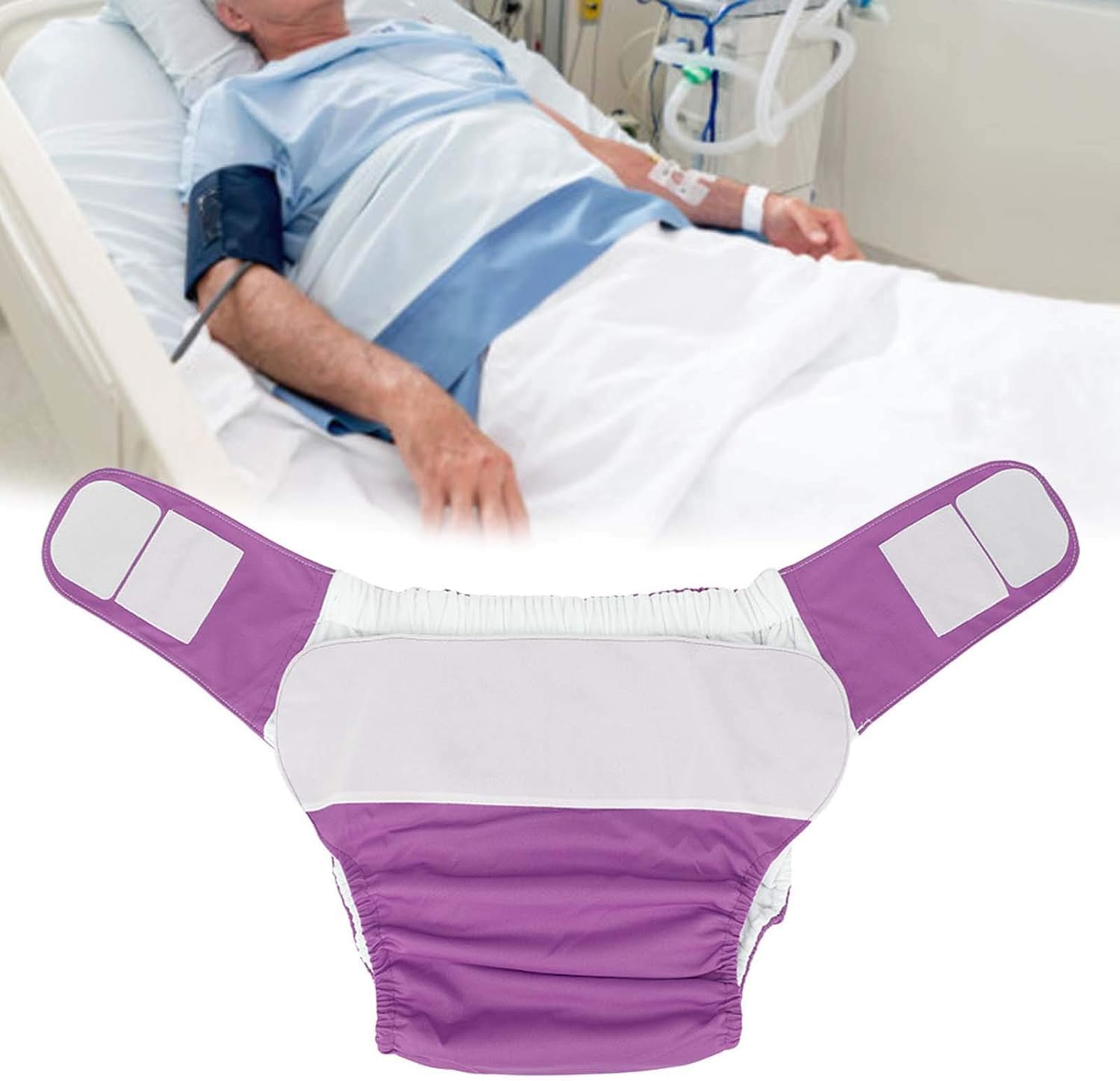 Couches en tissu réutilisables pour adultes, imperméables et lavables pour incontinence, pour femmes et hommes (violet)