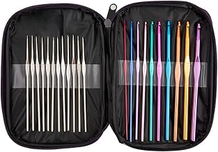 Cutebox 22pcs Mixed Aluminum Handle Crochet Hooks, Ergonomic Knitting Knit Needles, Weave Yarn Set, 0.6~6.5mm