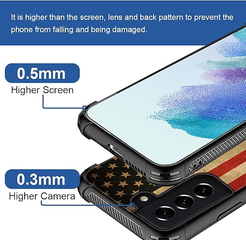 Vista 15 de Funda compatible con Samsung Galaxy S21 Plus, diseño gráfico de bandera de águila en blanco y negro, acrílico, a prueba de golpes, antiarañazos
