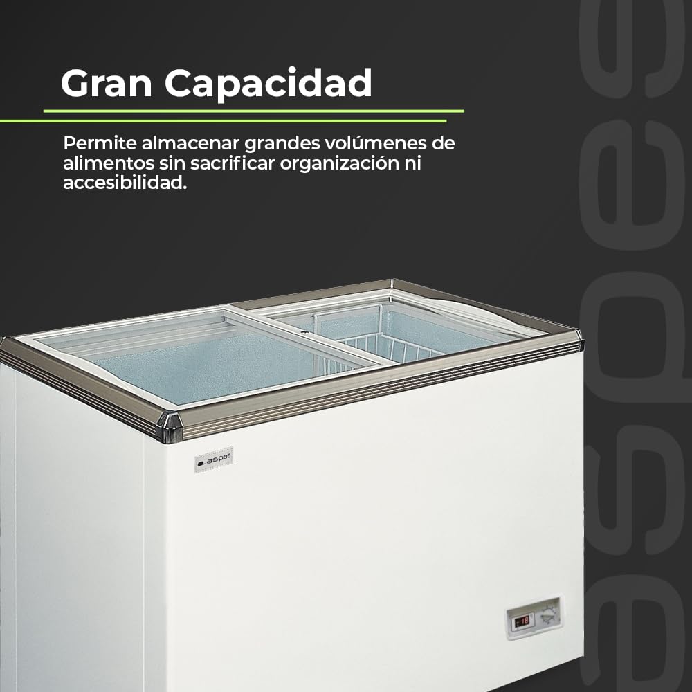Aspes Congelador Horizontal Horeca Blanco ACHH1501DDCG. Capacidad 141 Litros, 1 Cesta, Bajo Nivel Sonoro, Eficiencia Energética Clase D
