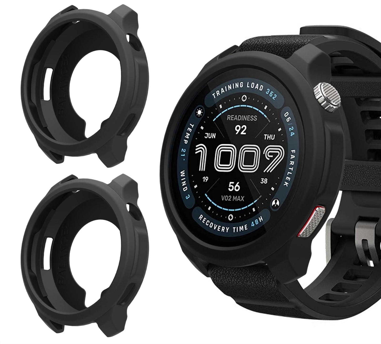 GIOPUEY Case Compatible with Amazfit Balance 2, [2 Pieces] Soft TPU Silicone Protective Case Cover – Black