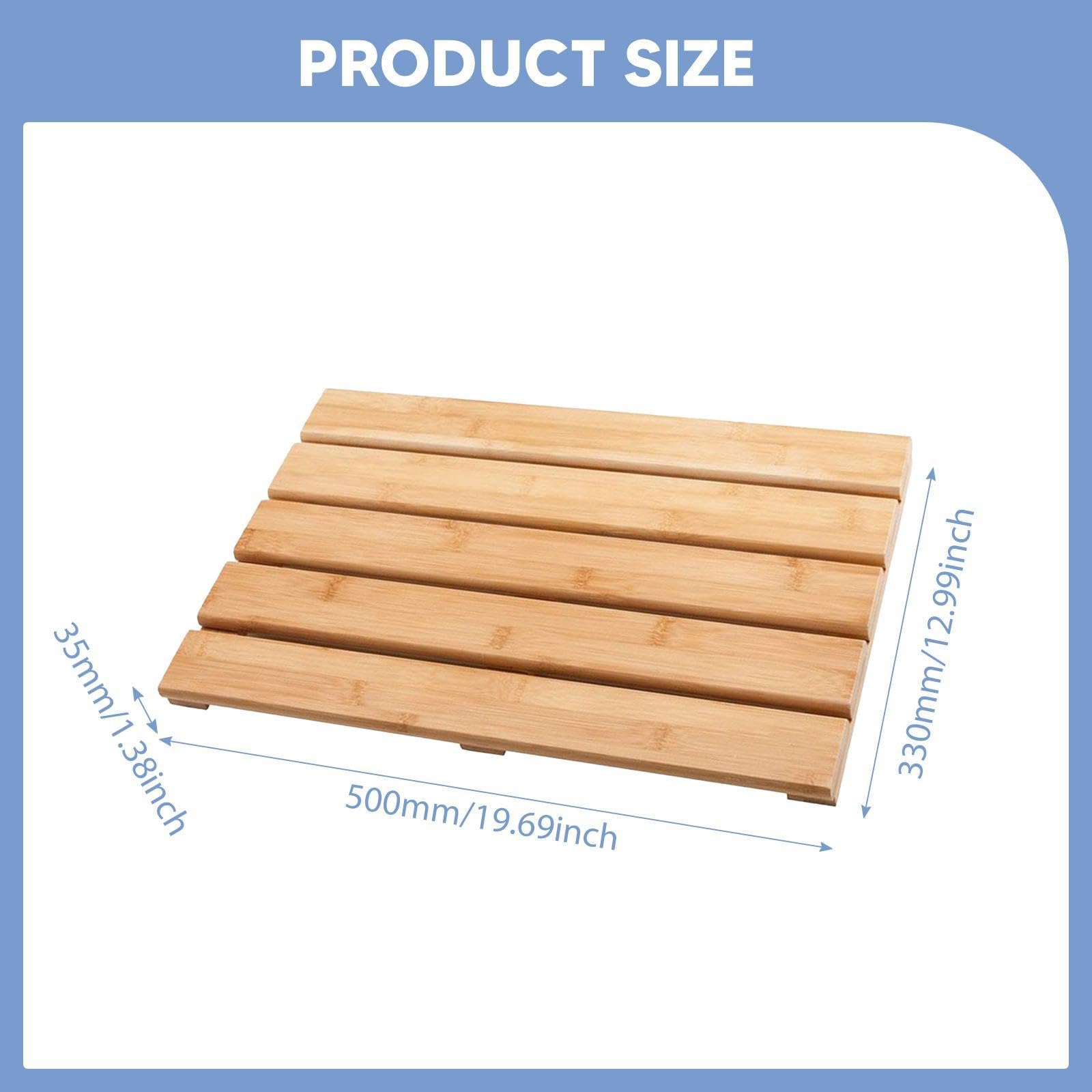 Tapis de bain surélevé en bambou à séchage rapide résistant à l'eau 50 x 33 x 3,5 cm pour douche, spa, salle de bain