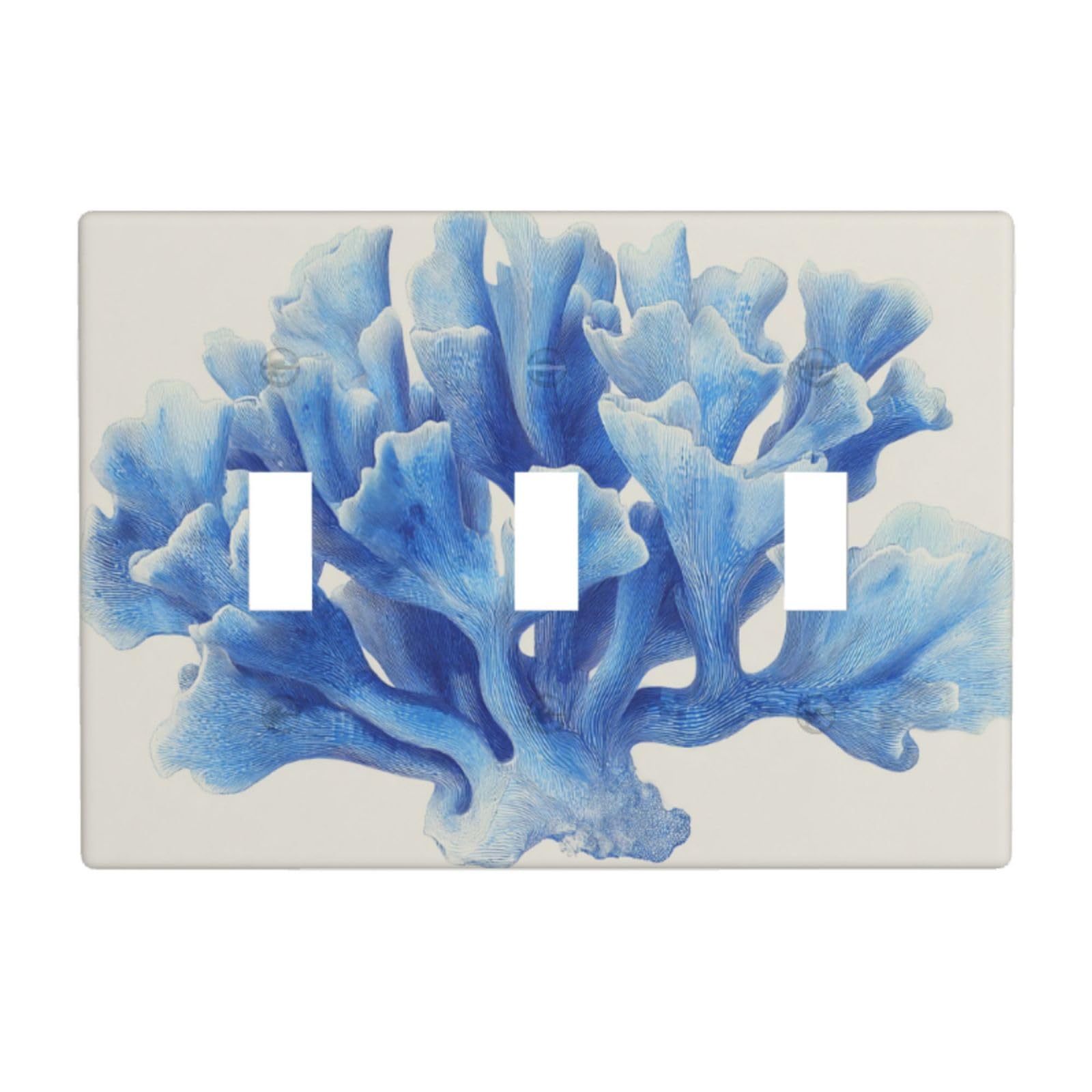 Piece of Coral in Blue Light Switch Covers 3 Gang Triple Toggle Wall Plate Switchplate Electrical Faceplate for Bathroom Kitchen Bedroom Decor