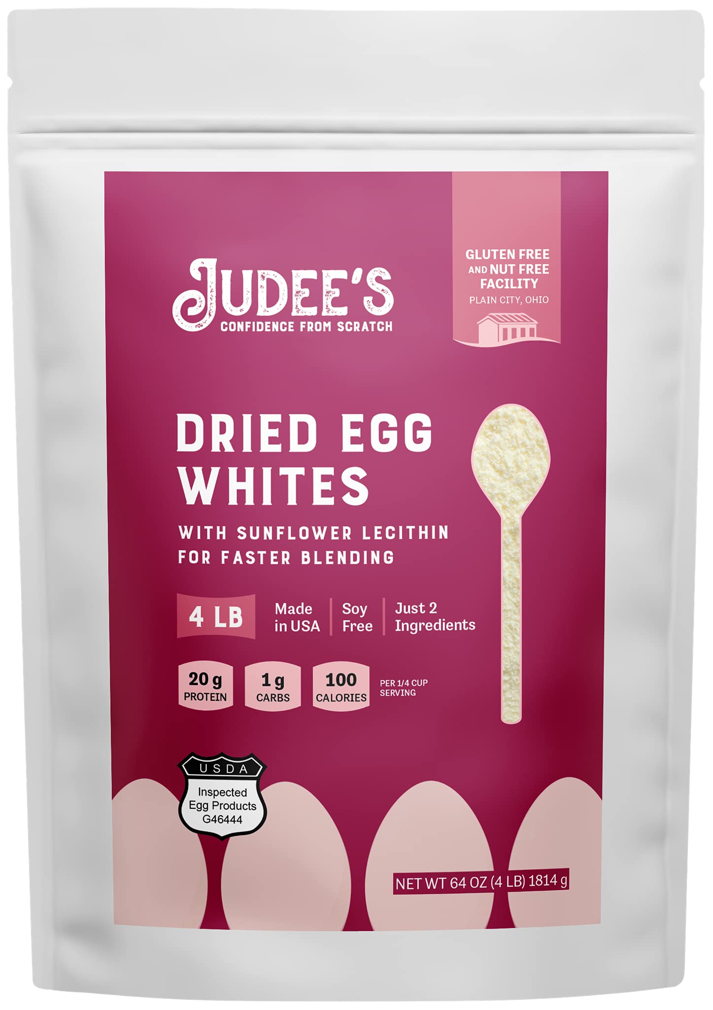 Buy Judee’s Unflavored Egg White Protein Powder for Fast Blending 4 lb