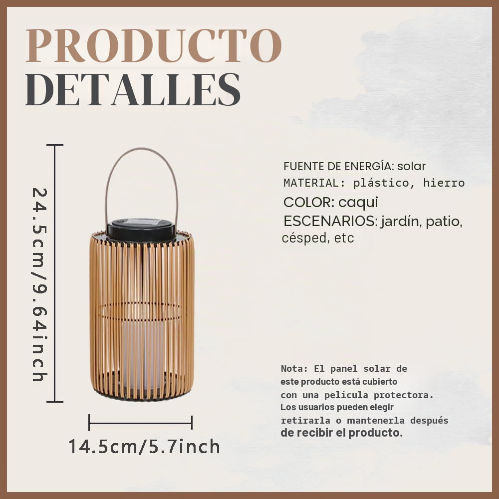 Juego de 2 farolillos solares para exteriores, estilo bohemio, con aspecto de ratán, para jardín, balcón y terraza, encendido y apagado automático, resistente al agua