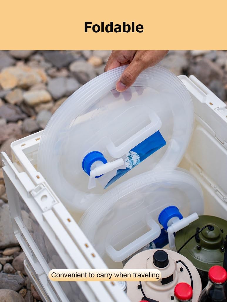 Składany plastikowy pojemnik na wodę, pojemniki kempingowe z kranem, bez BPA, zbiornik na wodę pitną, na kemping, wędrówki, podróże, grill, piknik na świeżym powietrzu, 3 sztuki