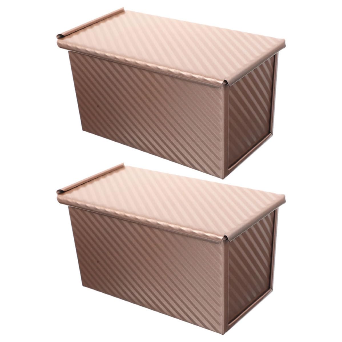 Zerodeko 2 Piezas Molde para Pan de Molde de Acero al Carbono Rectangular con Tapa Antiadherente Reutilizable para Tostadas Cocina Doméstica