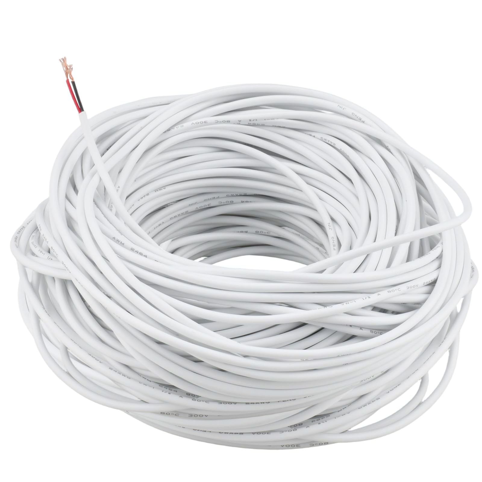 ZoZoMaiy 30 Meter Electric Cable, 2 Core Electric Cable White, 24AWG Electrical Wire, 2x0.2mm² Twin Core Cables, Wear-Resistant, Oxidation Resistance for Installing Low-Power Appliances
