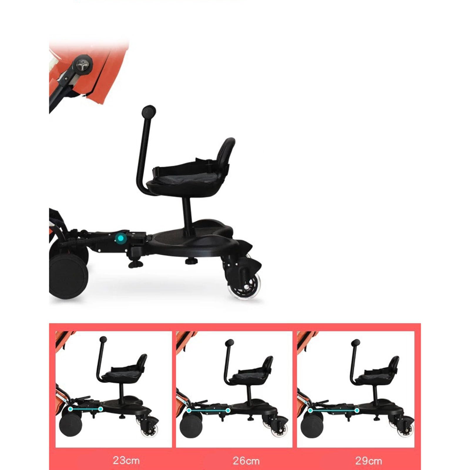 Universal Kiddy Board Buggy Board Mit Sitz Universal Trittbrett Fr  Kinderwagen - 360 Drehung Bis 25kg Fr Kinder 2-6 Jahre
