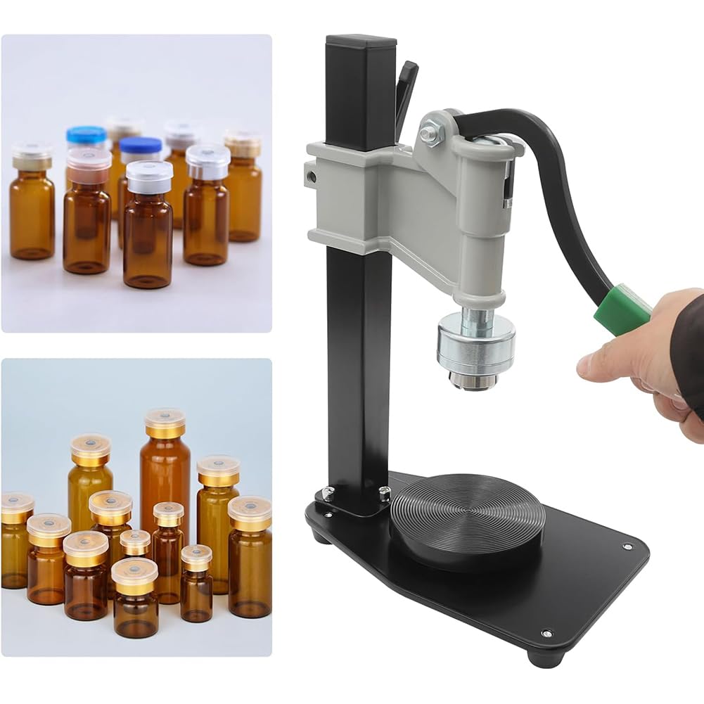 Crimpadora manual de viales para botellas de 13 a 20 mm, herramienta de sellado de tapas de escritorio, máquina prensadora de mano para un cierre seguro, diseño ajustable para un uso versátil