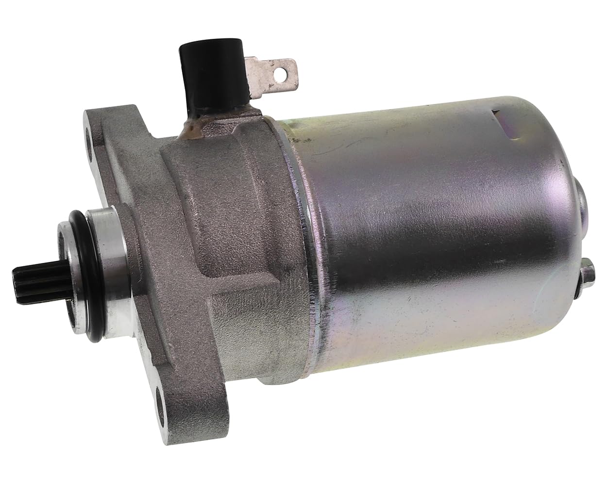 Démarreur à dix dents, compatible avec Kymco Super 8, Agility 50 4T et DJ50 | Alimentation douze volts par câble de tension, masse via boîtier, fixation par deux vis; contenu: un moteur de démarrage