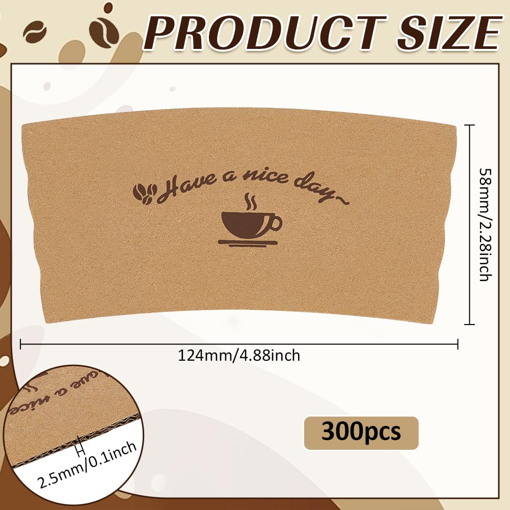 Confezione da 300 buste di carta per tazze da caffè per bevande calde ondulate come isolante per bevande e protezione per le mani calde e fredde adatte per bevande da 12 oz 16 oz