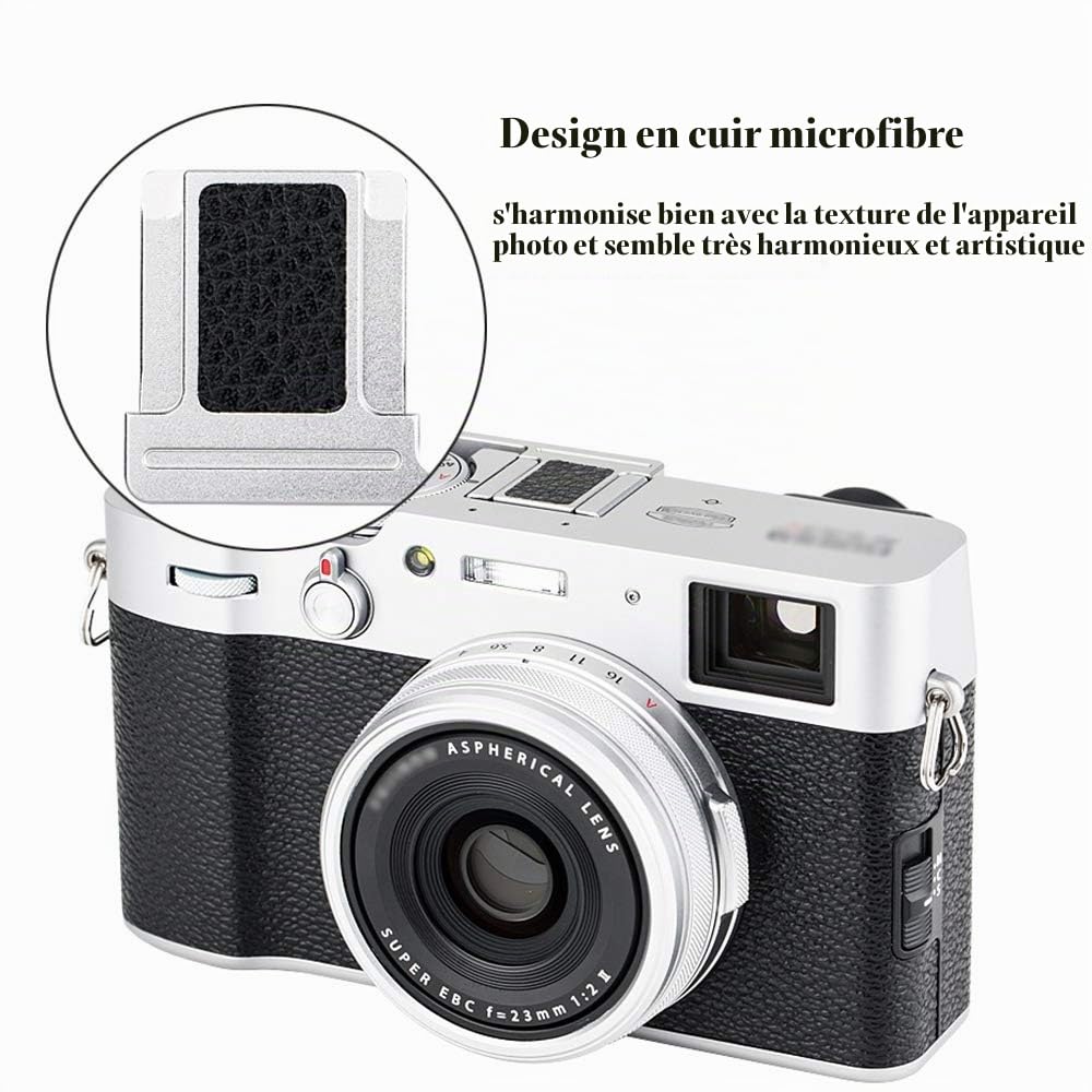 JJC Griffe pour Appareil Photo Fujifilm Fuji X100VI X100V, X100F et X-E4 X-E3, Prise en Main Plus équilibrée et Plus Pratique – Argent