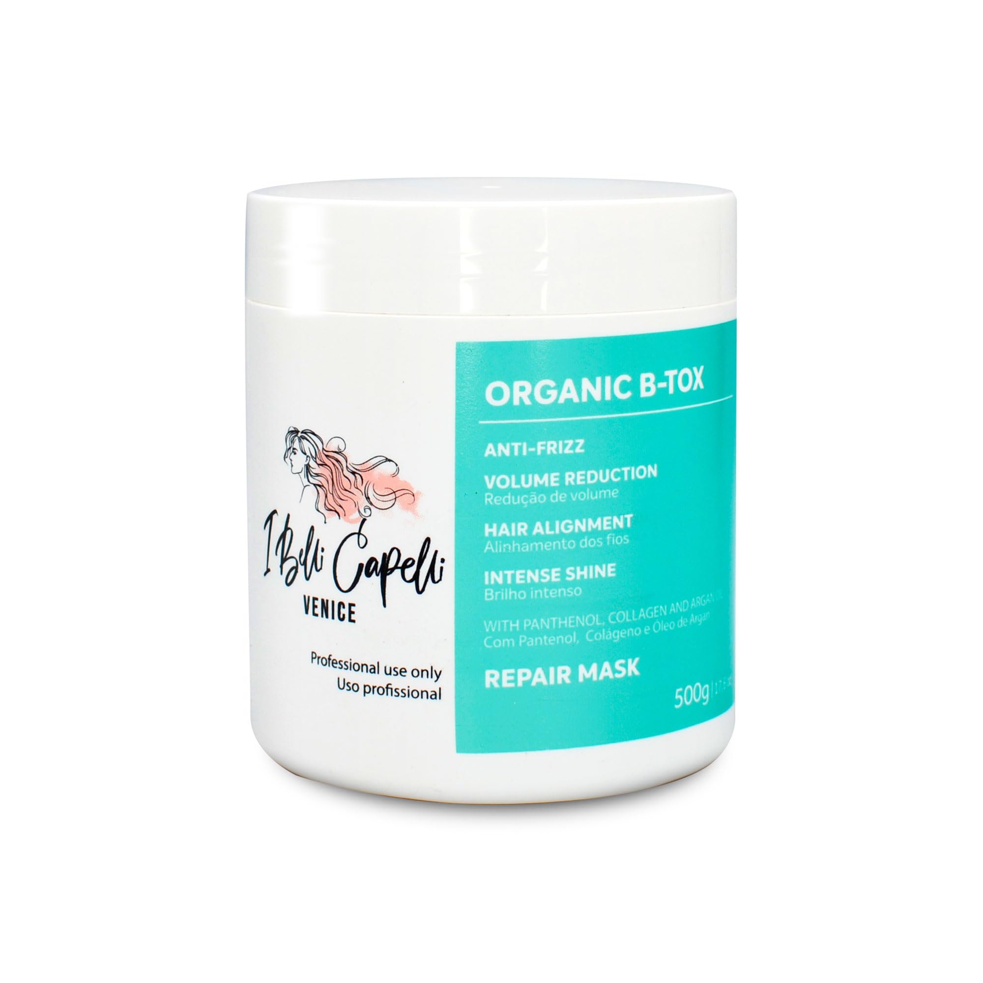 B-tox For Hair - B-tox Capilar Para El Cabello - Organic & Natural Brazilian Keratin Treatment - Anti-Frizz, Volume Reduction, Smoothing- Argan Oil, Collagen-17.7 oz/500 g